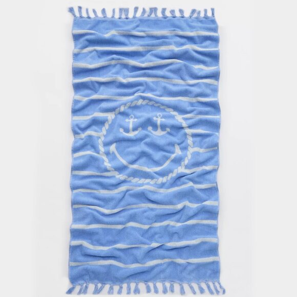 NWT Aerie Jacquard Beach Towel in Blue Ocean Sky - Picture 1 of 3